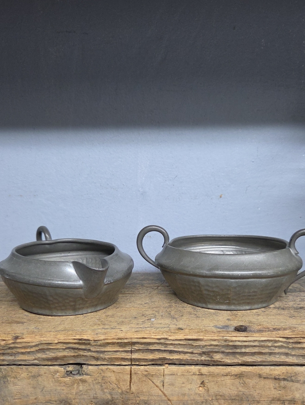 Vintage Knightwood Old English Pewter Sugar And Creamer Dish